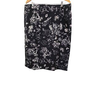 NWT Philosophy Woman Plus Size Formal Black & White Floral Print Pencil Skirt 14